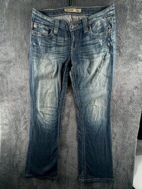 Big Star Remy Denim Low Rise Bootcut Jeans Women Blue 28R Cotton Stretch Ladies